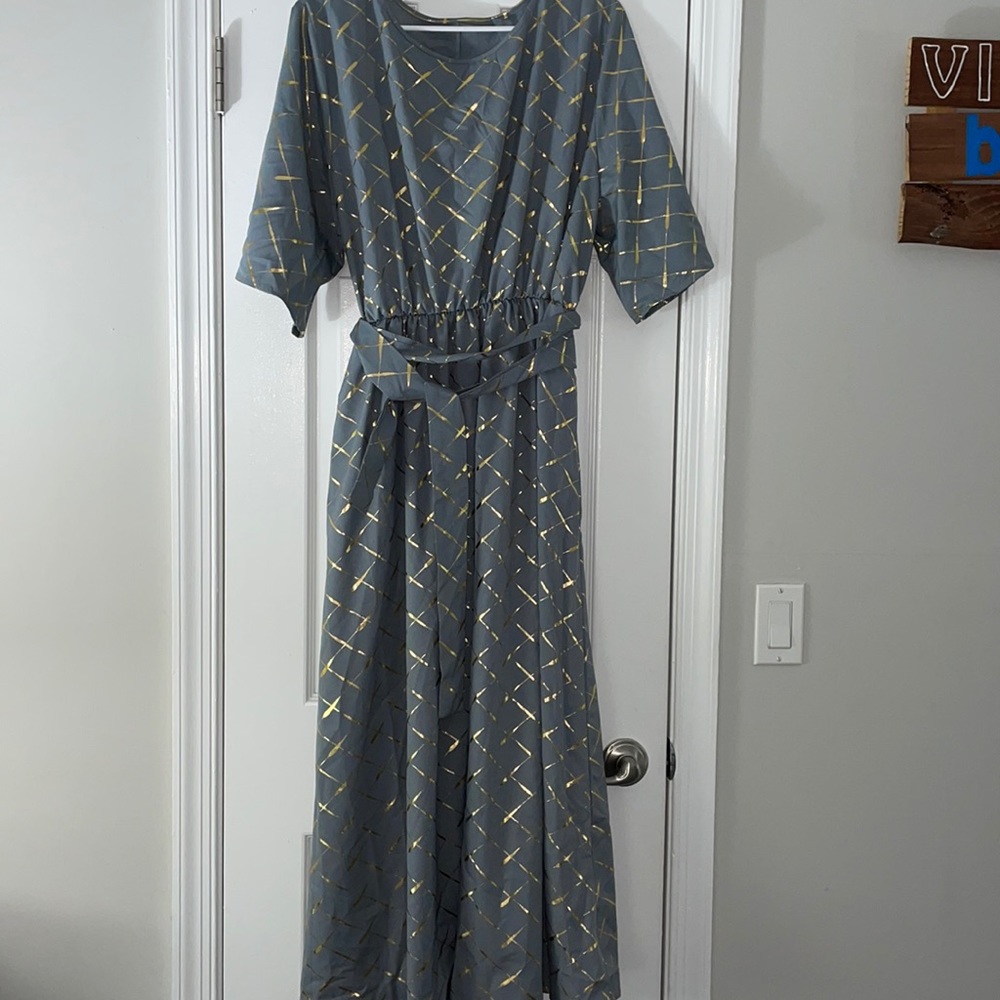 Beautful steel grey and gold mini dress